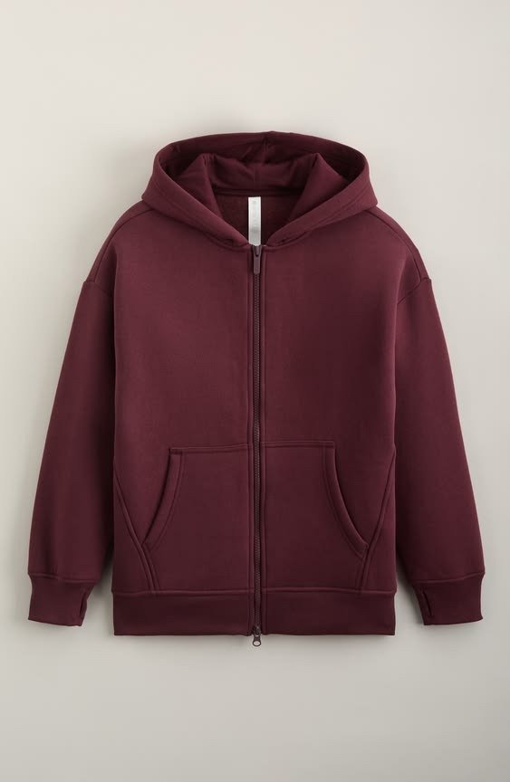 Burgundy Zip Hoodie